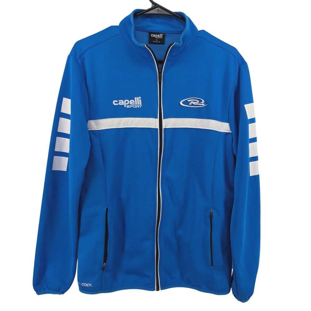 Capelli Sport Mens CS-COOL Full Zip Track Jacket Blue White Embroidered Medium